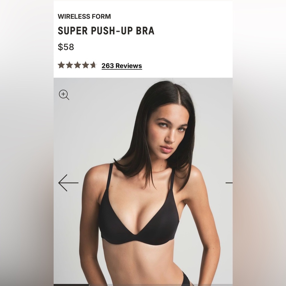 New Skims Wireless Form Push Up Bra in Onyx - 38DD